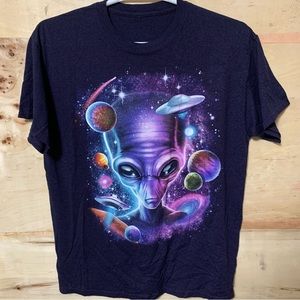 Men's Psychedelic Alien in Outer Space T-Shirt
